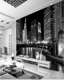 Siyah ve Beyaz Şehir Duvar Resimleri Duvar Resmi 3D Duvar Kağıdı 3D Duvar Kağıtları TV Fonu için 5788857