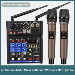 Audio DJ Mixer 4 Channels Console Microphone Sound Bluetooth Karaoke Table Professional Mixing 240110