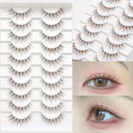 False Eyelashes 10 Pairs Natural Look Brown Fashion 3D Japanese Cosplay Faux Mink Lashes Dramatic Anime For Women