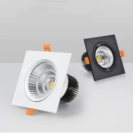 정사각형 LED 다운 라이트 딤섬 가능한 스포트라이트 코브 오목한 조명기구 7W/9W/12W/15W 천장 램프 AC85-265V LL