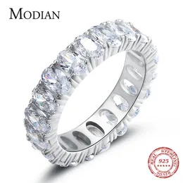 Rings Modian New 100% Sterling Sier Classic Oval Sparkling Finger Ring for Women Aaaaa Cz Wedding Engagement Fine Jewelry