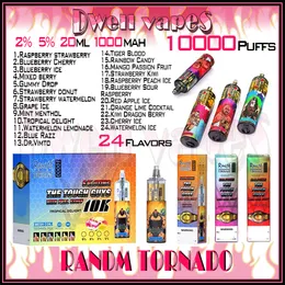 Randm Tornado 10000 Puff Disposable E Cigaretter 0,8HM MESH COIL 20ML 1000 mAh Batterisladdningsbara elektroniska cigs Puff 10K luftflödesstyrningsvap