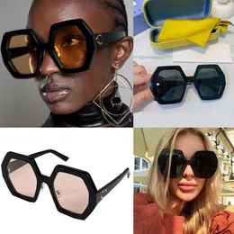 Lunettes de soleil à monture polygonale pour femmes, verres de luxe à couleur changeante, résistants aux UV400, lunettes de soleil de styliste super grandes, boîte d'emballage d'origine GG0772S