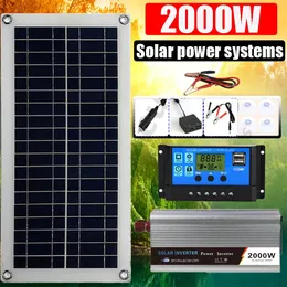 2000W Solar Power System Panel Kit 12V Batteri 10A60A Controller Mobile RV Car Caravan Home Camping 240110