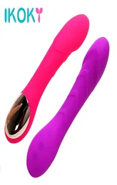 IKOKY Аккумуляторный фаллоимитатор-вибратор G Spot Массажер Вибратор Волшебная палочка USB-вибраторы Секс-игрушки для женщин 12-частотная секс-машина Y13641850