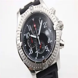 New Black Dial Seawolf Watch Rubber sea wolf Quartz Chronograph Belt Mens White Stainless Pointer Watches Men's Sports WristW243e