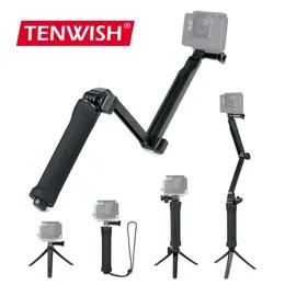 Tripés 3 em 1 Ajustável Extensão Braço Tripé Dobrável 3Way Selfie Stick 3Prong Montagem para GoPro Hero10 9 8 7 Yi Sport Cam