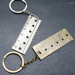 Keychains Ruler Shape Keychain Keyrings Commemorative Copper Material Keys Rings Car Jewelry Gift For Women Girls