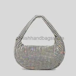 Totes Luxury Diamonds Evening Clutch Bags Designer Rhinone Women Handväskor Shinny Party Pures Sier Crystal Mesh Bag 2023Stylishhandbagsstore