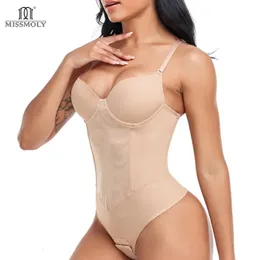 Kvinnor Full BodyShaper Thongs bodysuits Inbyggda bh Miss Moly Sexig midja Trainer Mage Control Shapewear Hip Enhance Faja Corset 240110