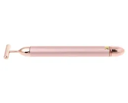 24K Beauty Bar Stick Jade Facial Massager Roller Vibratie Tool Huidverzorging Massage roze kleur7863207