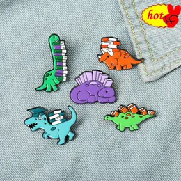 Mini dinosaurie samling emaljstift roliga brosch tecknade märken för väskor jeans hoodies denim lapel stift smycken barn bästa gåva