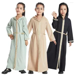 Vêtements ethniques Eid Capuchon Abaya Enfants Filles Musulman Manches Longues Maxi Robe Turquie Prière Arabe Islam Kaftan Robe Dubaï Robe Vêtements Ramadan