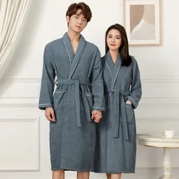 100% bomullspar Långt tjocka absorberande Terry Bath Robe Kimono Men Lätt vikt Handel Badrobe Sleepwear Women El Glowns Robes 240110