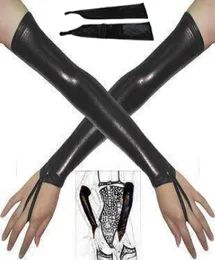 Luvas metálicas longas e pretas, sexy, couro sintético, mangas de braço, vestido, aquecedores de mão, arnês de contenção para mulheres, fantasia sexual anime 1735778162