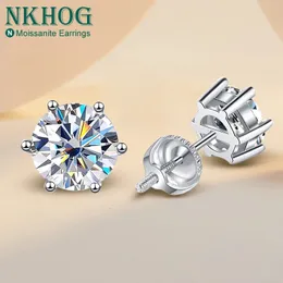 NKHOG 052CT örhängen för kvinnor 925 Sterling Silver D Color VVS Lab Diamond Screw Back Studs Men Luxury Fine SMYELLY 240109