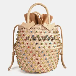 Totes Artmomo Woven Crystal Embellished Tote Bag Rainbow Bucket Women's Shoulder Bags B Handbags 2020 Purses diamond bagsstylishyslbags