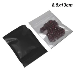 85x13 cm Black Aluminum Foil Bag Zipper Lock Foil Packaging Bags for Dry Food Resealable Front Clear Mylar Foil Food Packing Pouc8759524