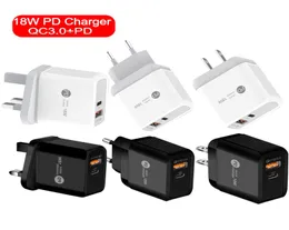 Typ C Ladegerät 18W US Ac Quick PD QC30 Wandladegeräte Adapter für iPhone 13 Mini 12 Pro Max Samsung Tablet PC9153321