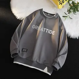 Erkekler Tişörtleri Erkekler İçin Sweatshirtler Yuvarlak Boyun Hip Hop Sokak Giyim Hoodies No Hood Erkek Giyim 2023 Yepyeni Uzun Kollu Gömlekler Casuall240110