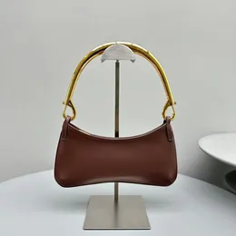 Designer-Abendtasche in Spiegelqualität für Damen. Strukturierte Umhängetasche aus glattem Leder, luxuriöse Schultertasche mit Karabinerriemen aus goldfarbenem Metall und Box