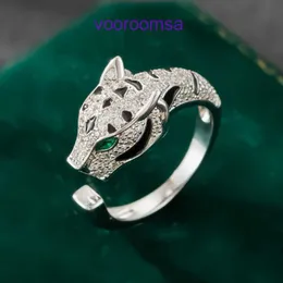 Carter Rings Bague de mode pour femmes Bague à tête de léopard à la mode et personnalisée Ensemble de cuivre pour hommes avec pierre de zircon Index d'ouverture exquis avec boîte d'origine