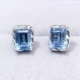 Orecchini a lobo Naturale vero topazio blu orecchino stile rettangolo argento sterling 925 2,4 ct 2 pezzi di pietre preziose gioielleria raffinata L231262