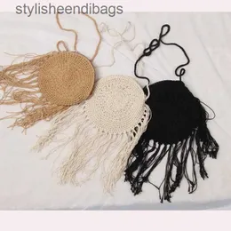 Shoulder Bags Cotton Pure Hand Knit Clutch Bag Woven Messenger Bag Ethnic Wind Cotton Rope Tassel Str Crossbody bagstylisheendibags