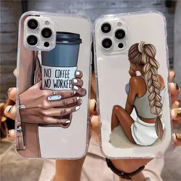 For iPhone15 mobile phone shell Europe and America new coffee girl batch soft shell Apple 14 13 12 pro girl phone case