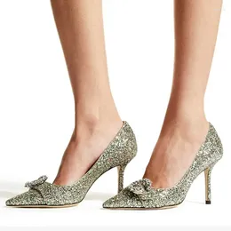 Sapatos de vestido 2024 Bling Bombas Casamento Diamante-apontado Noiva Glitter Boca Rasa Salto Alto Mulheres Solteiras