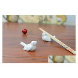 Chopsticks Ceramic Bird Chopsticks Stand Holder Porslinsked Fork Kniv RALL RACK REABSTERBABELL DESK DECOR HG5208 Drop Delivery Dhguz