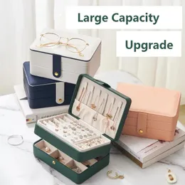Visualizza scatola di gioielli di grande capacità scatola di immagazzinaggio di gioielli in pelle pu scatola regalo multifunzionale porta gioielli Joyeros Organizador De Joyas