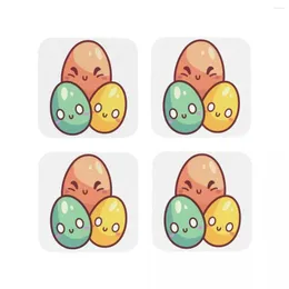 Настольные коврики Giddy Eggs Coasters Кофейный набор из 4 салфеток Чашка Посуда Украшения Аксессуары Подушечки для дома Кухня Обеденный бар