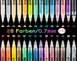 Målningstillbehör akrylfärgmarkör penna 28 ColorsSet Art Markers skrev på Canvas Metal Ceramic Wood Plastic Y2007098546481