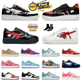 Scarpe casual firmate BapestasK8 Uomo Donna Sta Low Platform Shark Nero Bianco Combo Viola Ferro Nostalgico Giallo Verde Scarpe da ginnastica Scarpe da ginnastica Walking Jogging Runner