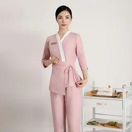 Women's Two Piece Pants Women Beautician Beauty Salon Uniforms Sauna Massage Female Receptionist Work Clothing Sets Foot Bath Technician