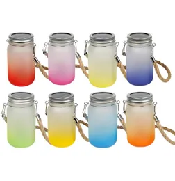 Solar Powered Sublimation Blank Mason Jars Lanterns Outdoor Waterproof Firefly Lights with Hangers for Regular Mouth Jars Patio Ya4201603