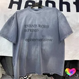 Men's T-Shirts 2024ss Vintage Blue ERD Tee Men Women Print ERD T-shirt Oversize Tops Washed Short Sleeveephemeralew