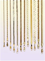 Chaîne en or pour hommes et femmes, corde Figaro de blé, chaîne à maillons cubains, colliers en acier inoxydable remplis d'or, bijoux masculins, cadeau Whole9924312