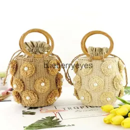 Totes Neue Perle Str Tasche Tragbare Rattan Mode Weibliche Runde Fass Gewebt Beachbliebereyeyes