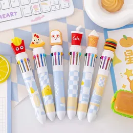 20pcs Cartoon French Fries Ten Color Ballpoint Pen School Pens for Writing Pens to Write Kawaii Ball Point Pen Set 240109