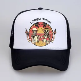 Top Caps Lorem Ipsum Beyzbol Kapağı Punk Kafatası Çiftleri Plaj Sunhat Moda Yaz Tatil Erkekleri Ağ Nefes Alabilir Snapback Hat