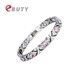 Armbänder EBUTY Silber Farbe Link Kette Weibliches Armband Glänzender Kristall Edelstahl Mode Gesundheit Schmuck Geschenk