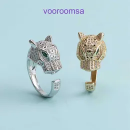 Carter Populära lyxdesigner ringer Micro Set Zircon Leopard Head Ring Populära personliga djurbrons öppen handdekoration med originalbox Pyj