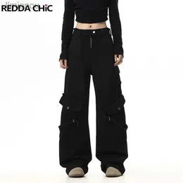 Women's Pants Capris REDDACHiC Belted Pockets Cargo Pants Women Y2k Black Hiphop Trousers High Waist Baggy Jeans Casual Work Wear Plus Size ClothesL240110