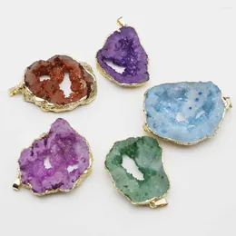 Pendant Necklaces Natural Raw Ore Exquisite Agate Slice Gilded Edge Necklace Irregular Fashion Creative Jewelry Wholesale 5P