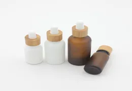 Frosted Amber White Glass Dropper Bottle 15ml 30ml 50ml with Bamboo Cap 1oz Wooden Essential Oil Bottles3284980