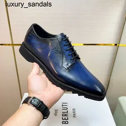 Berluti Business Skórzane buty Oxford Calfskin ręcznie robione najwyższej jakości scritto wzór koloru cielęcy dżentelmen's dresswq