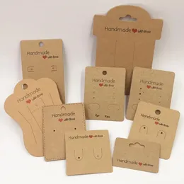Halsketten 100 Stück Kraftpapier handgefertigt mit Liebe Schmuck präsentiert Karten, Halskette/Ohrring/Haarnadel/Anhänger Verpackungskarten