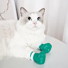 猫のコスチュームシューズ耐摩耗性の爪プロテクター再利用可能なアンチスクラッチ耐久性のあるネイルトリムグルーミングペット子猫の足カバー